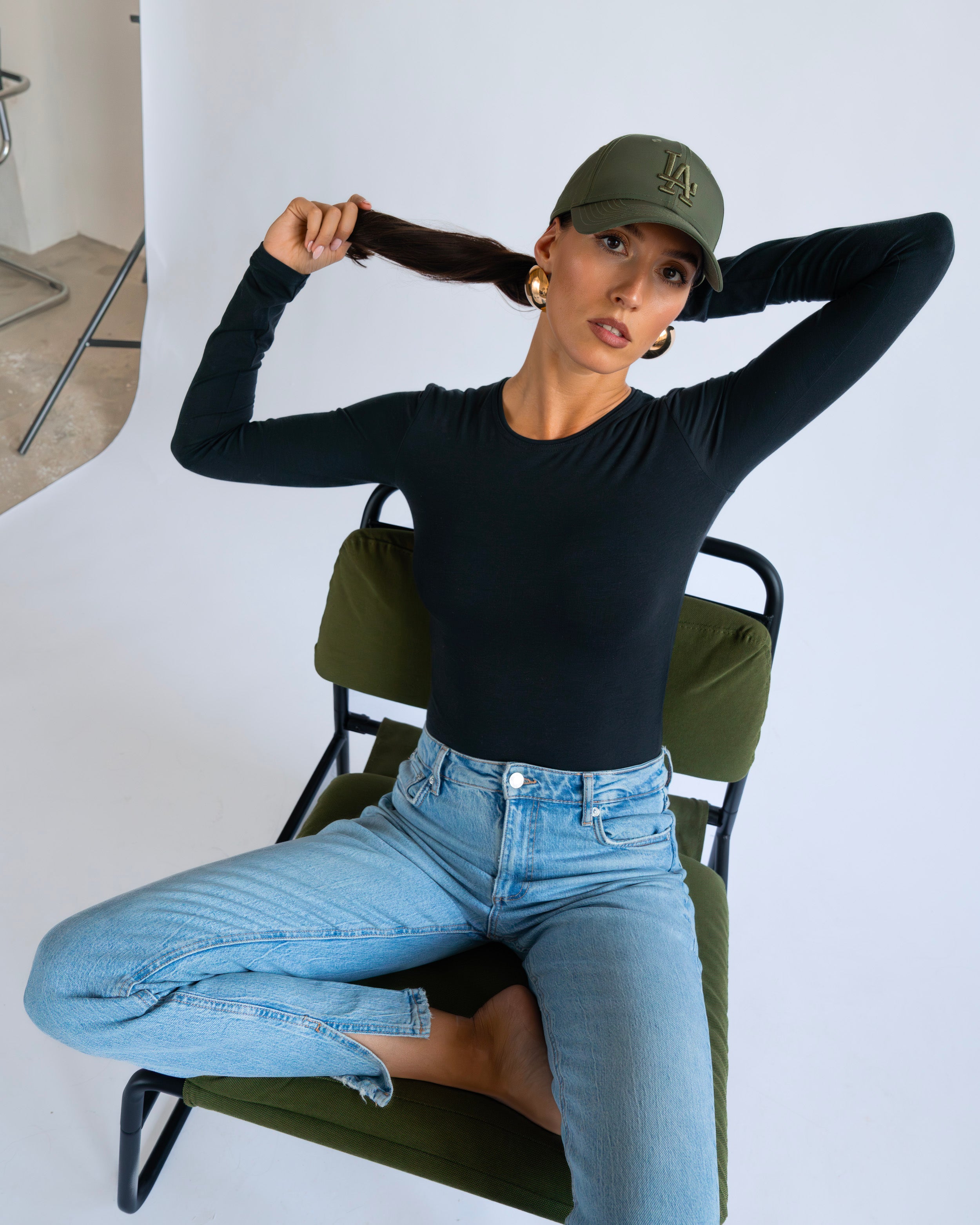 BLACK SOFIA SEMI SHEER BODYSUIT (dlouhý rukáv)