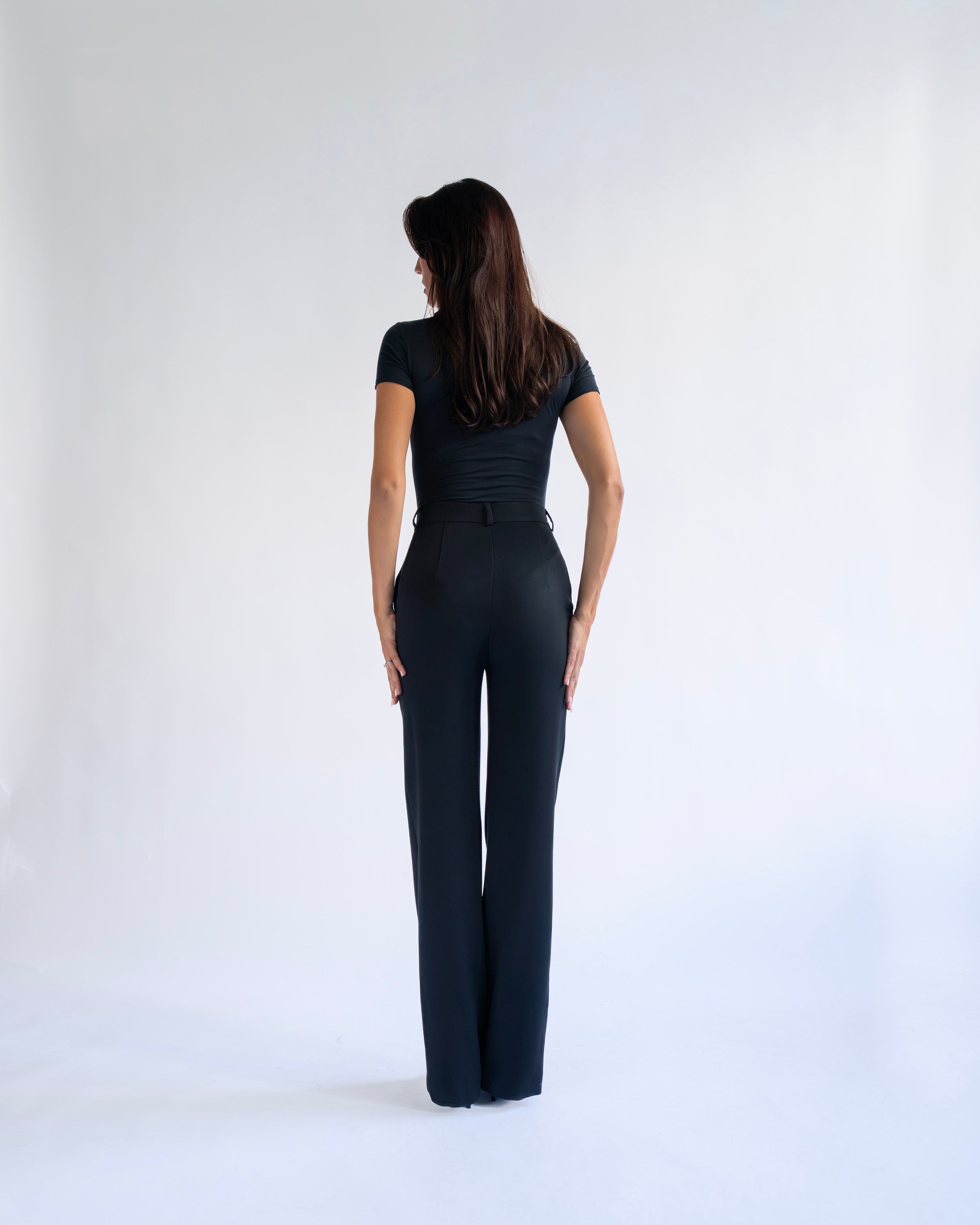 BLACK WIDE LEG TROUSERS