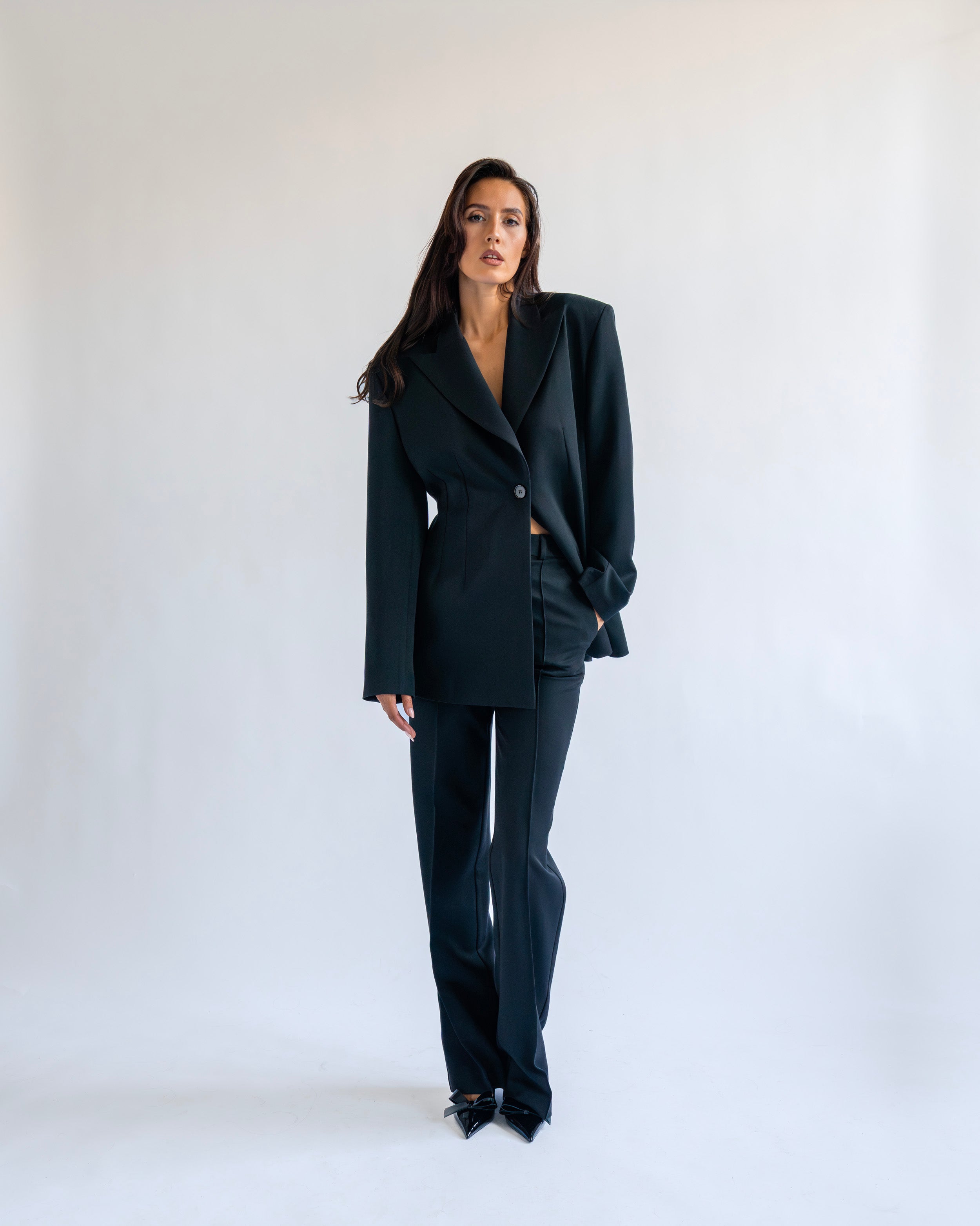 BLACK WIDE LEG TROUSERS