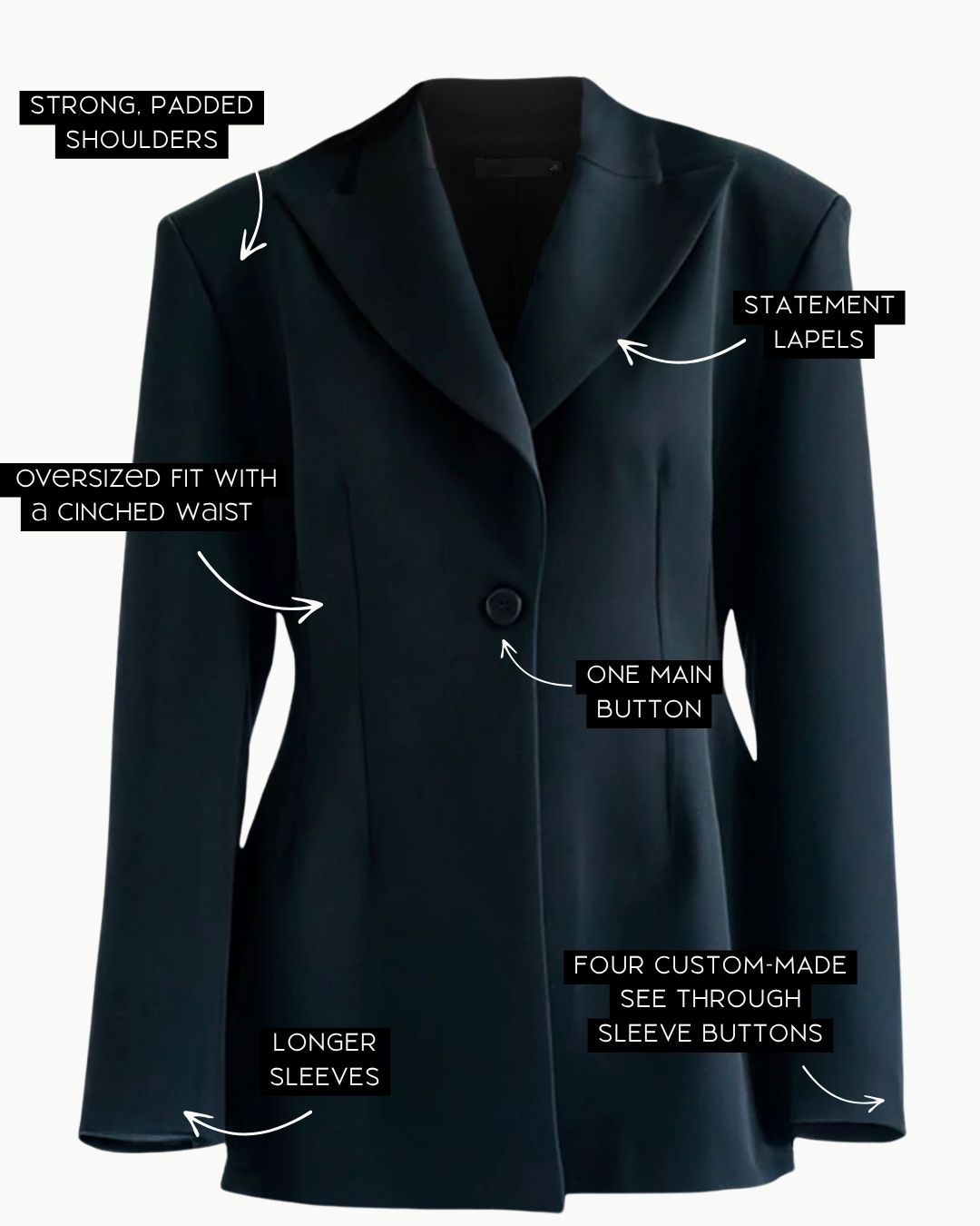 BLACK SIGNATURE HOURGLASS BLAZER